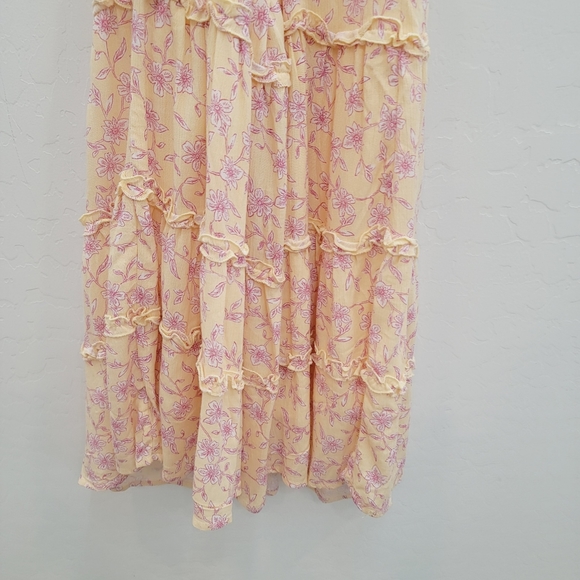 NWOT Love Tree Yellow Floral Print Fit & Flare Mini Dress Women's Size Large - Picture 6 of 13